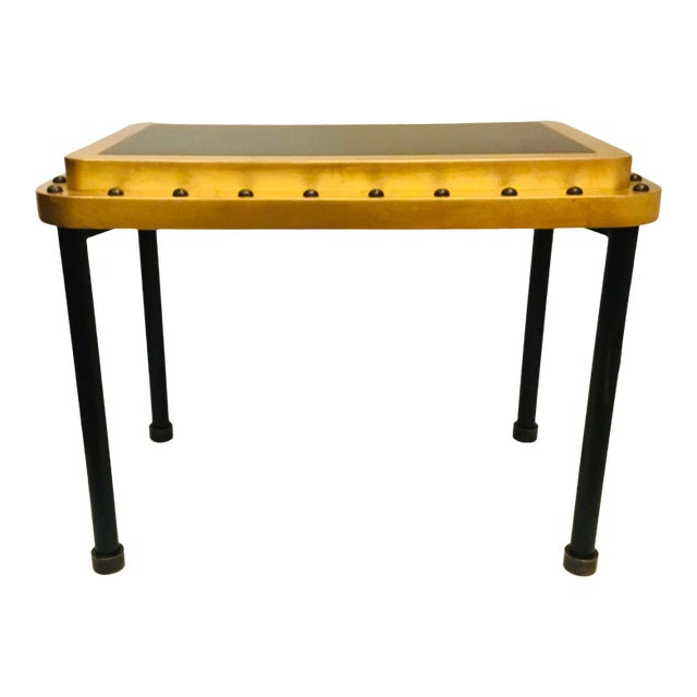 Modern Black and Gold Metal Ace Side Table For Sale
