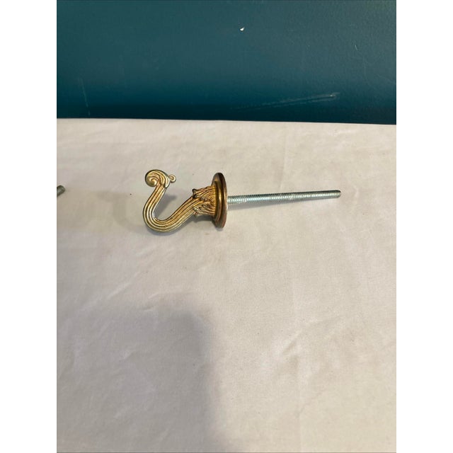 Vintage Brass Drapery Tieback Hooks – Pair For Sale - Image 4 of 7