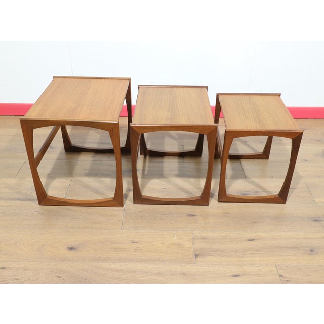 Brown Mid Century Modern Vintage Teak Quadrille Nesting Ends Tables in the Style of G Plan Danish Style For Sale - Image 8 of 14
