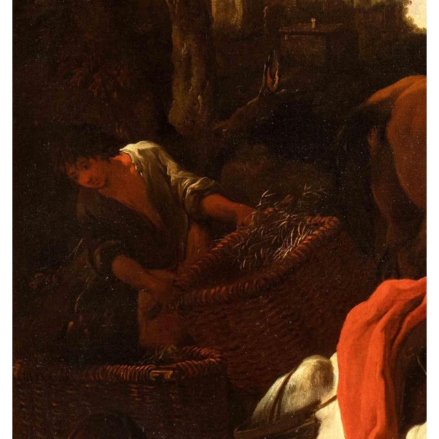 Unknown, Landscape with Merchants Arranging the Goods, Oil Painting, Late 17th Century For Sale - Image 3 of 7