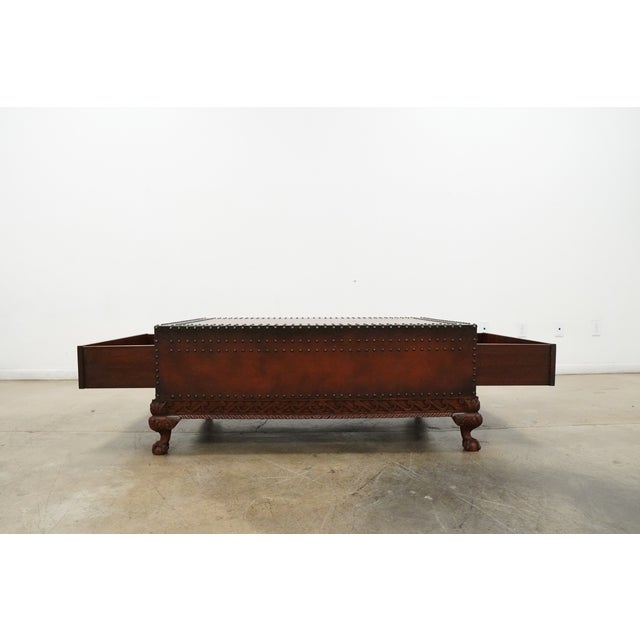 Ralph Lauren 1980s Attributed to Ralph Lauren Dalton Leather Clad Cocktail Coffee Table For Sale - Image 4 of 10