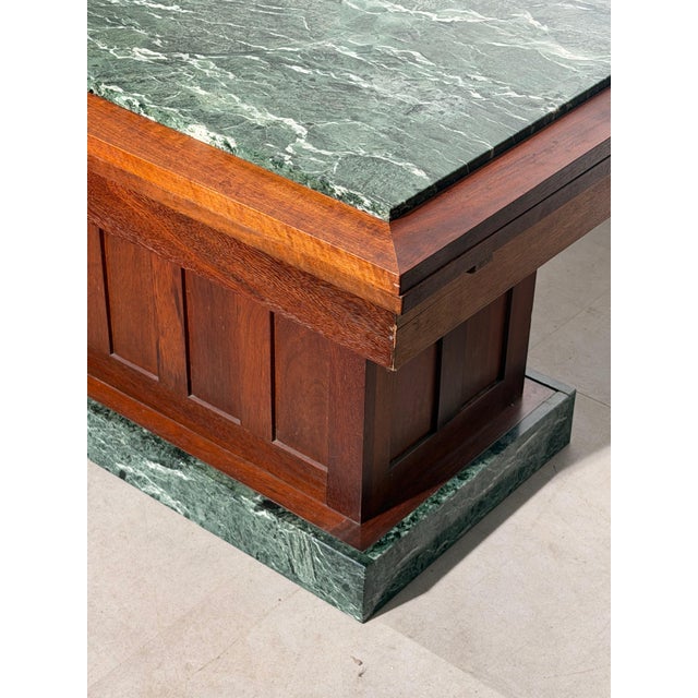 Art Deco Dining Table with Green Marble Top For Sale - Image 6 of 7