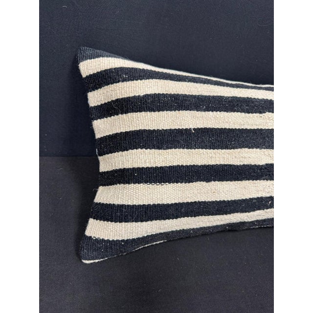Turkish Hemp Pillow Cushion Natural Beige Black Cushion Cover 14"x40" #30507 Enhance your home decor with our Kilim Pillow...