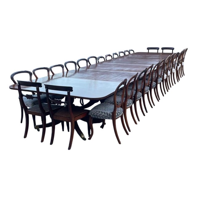 George III 28-Seater Mahogany Dining Table, 1800s For Sale