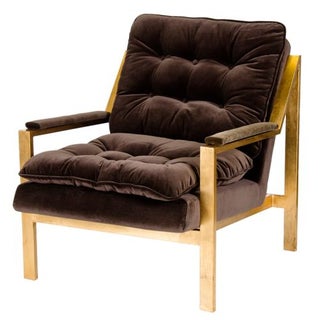 Gold and Tufted Velvet Chair For Sale