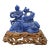 Chinese Carved Lapis Lazuli 2 Figures & a Beast Figurine on Wood Stand For Sale