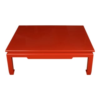 Red Lacquered Chinois Coffee Table For Sale