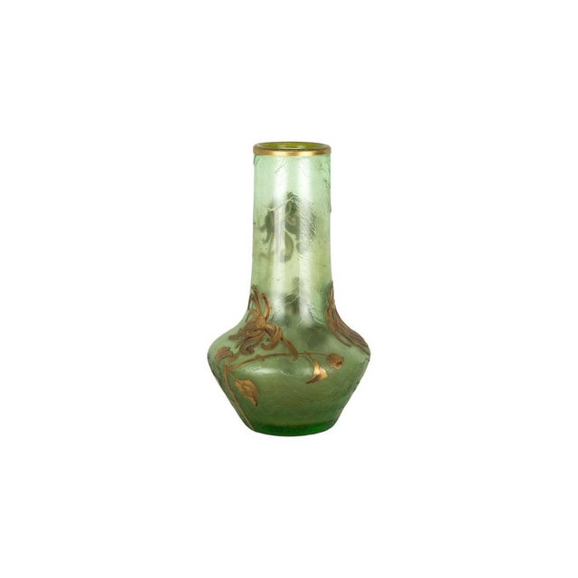 Art Nouveau Green Glass Vase by Mont Joye, France, 1890s For Sale - Image 3 of 9