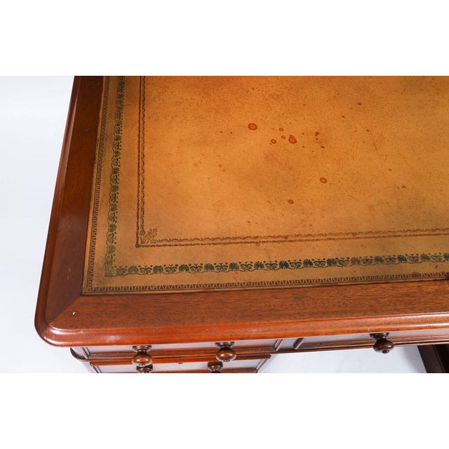 Vintage Flame Mahogany Twin Pedestal Desk For Sale - Image 5 of 18