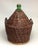French Country Antique Demijohn Green Glass Bottle in Original Basket For Sale - Image 3 of 6