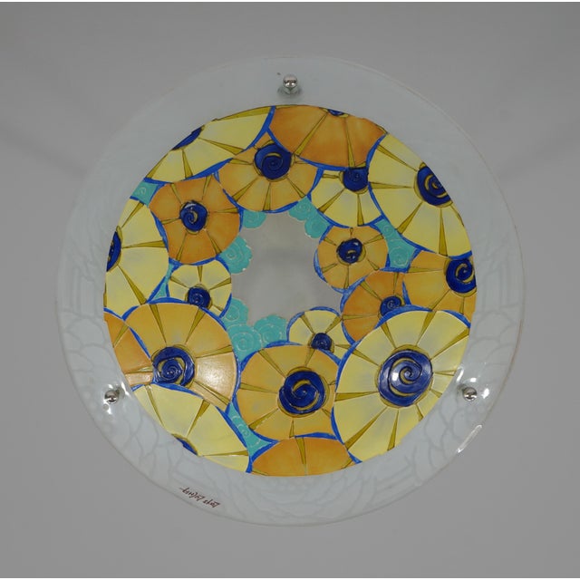French Art Deco Pendant Light by Loys Lucha 1930 France For Sale - Image 9 of 14