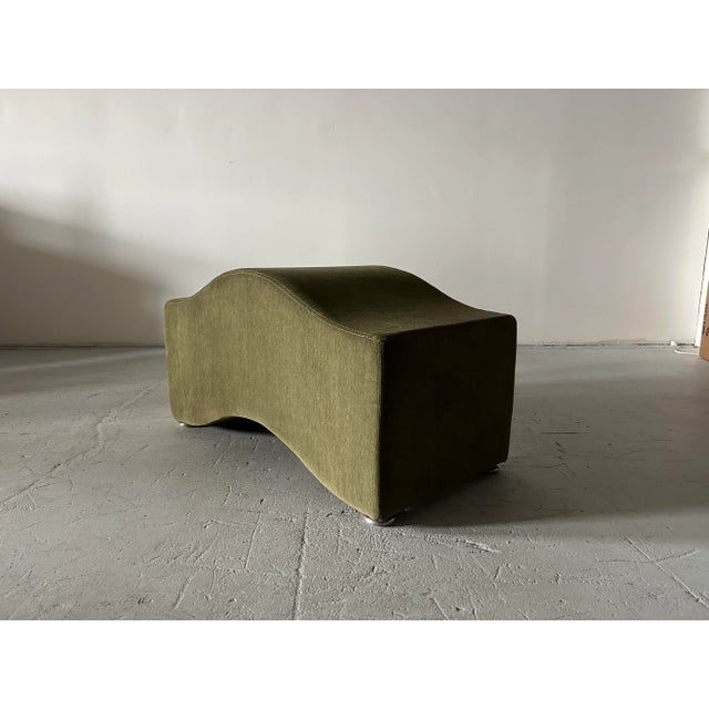 Popular Laurinda Spear for Brayton International petite ripple bench in its original soft olive velvety-like textile with...