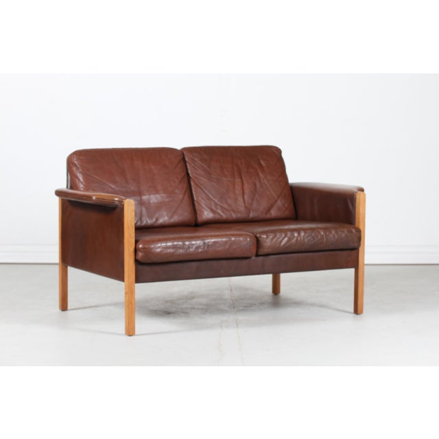 Cognac-Colored Leather 2-Seater Sofa in the Style of Finn Juhl, Denmark, 1960s For Sale - Image 15 of 15