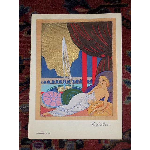 This set of six (6) watercolor pochoir art deco images depicy lovely nudes, and some couples and beautiful women by the...