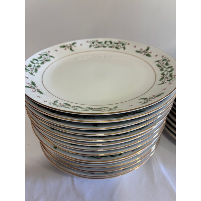 Vintage Holly & Berry Holiday Dessert Plates - Set of 24 For Sale - Image 12 of 12