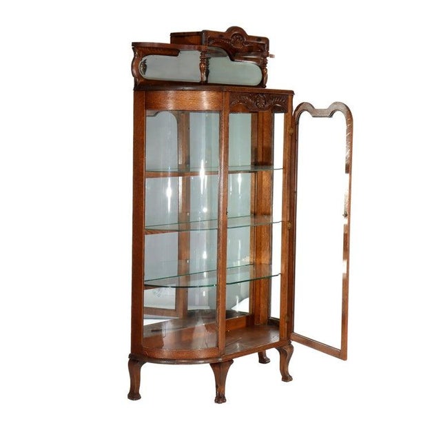 Antique Rj Horner Foliate Carved Oak China Cabinet With Mirror Circa 1900, Attributed For Sale - Image 11 of 17