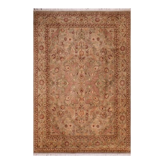 Elegant Floral 1990's Pak-Persian Taupe/Green Wool Rug - 9'1'' X 12'4'' For Sale