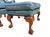 1980s Slate Blue Leather Wingback Chair and Matching Ottoman - Ball and Claw Feet, Cabriole Legs For Sale - Image 9 of 12