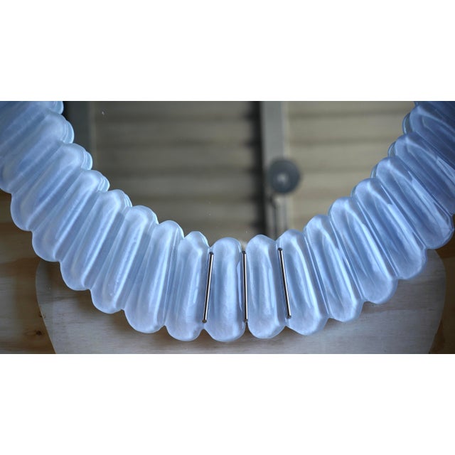 Metal Mid-Century Italian Murano Art Glass and Chrome Wall Mirror, 2000s For Sale - Image 7 of 9