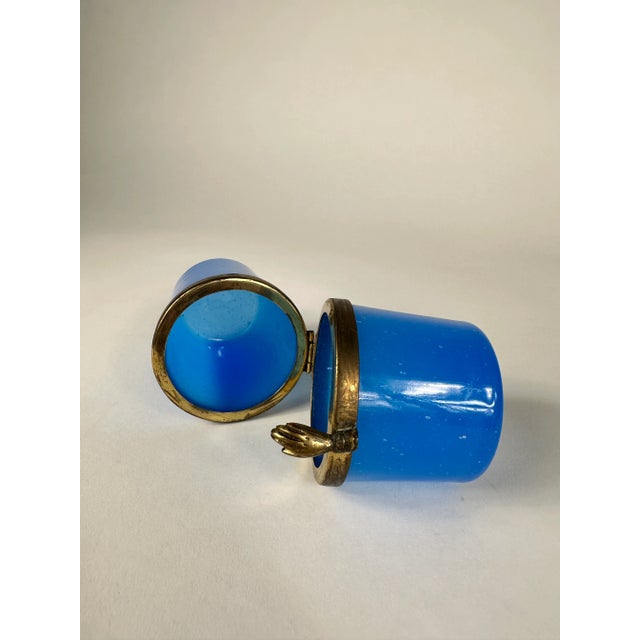 Metal Early 20th Century Turquoise French Round Casket Box For Sale - Image 7 of 8