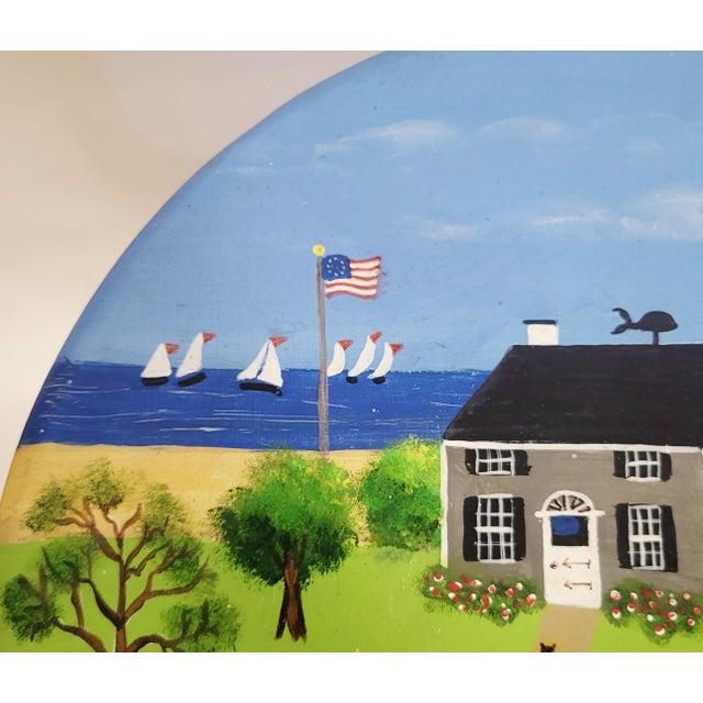 Green Vintage Artist Painted & Polychromed Modern Whimsical Nantucket Bar Stool Chair For Sale - Image 8 of 12