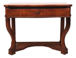 Antique Charles X Walnut Console Table with Drawer, 1890s