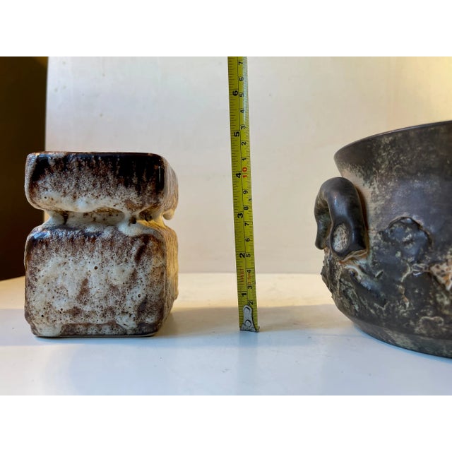 Danish Brutalist Vases in Glazed Ceramic, 1970s, Set of 2 For Sale - Image 11 of 13