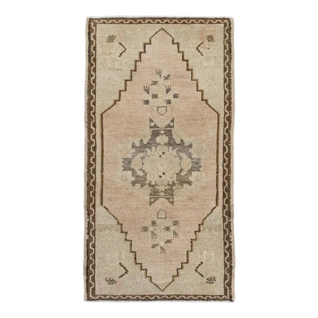 Oriental Hand Knotted Vintage Turkish Mini Rug 1'6" x 2'11" For Sale