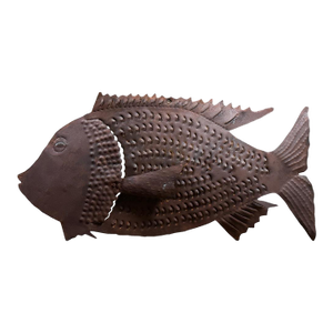 Large Vintage Outsider Art Cut Metal Fish Sculpture
