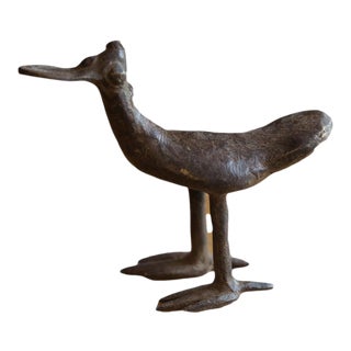 Vintage African Bronze Flat Billed Bird For Sale
