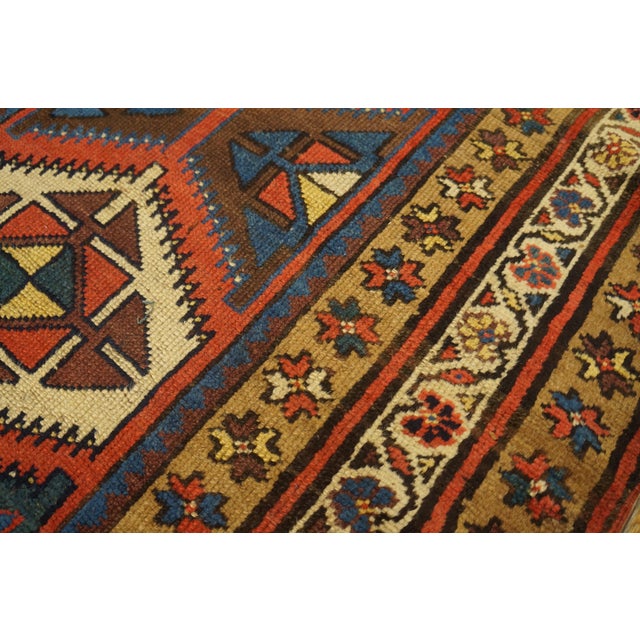 Late 19th Century 1880s Blue Navy Geometric Tribal Antique Nw Persian Runner Rug 3'3" X 13' Handknotted Wool Carpet For Sale - Image 5 of 6