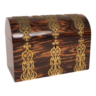 Antique Brass Mounted Calamander Wood Box For Sale