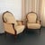 French Pair of Mid-Century Louis XVI Style Carved Walnut Bergère Armchairs For Sale - Image 3 of 9