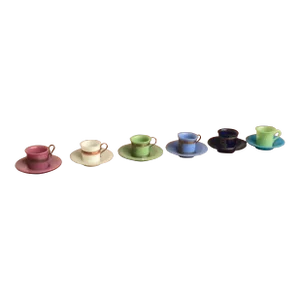Old Chinese Peking Glass Cup and Saucers - Set of 6