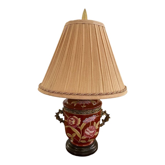 Vintage Floral Table Lamp For Sale