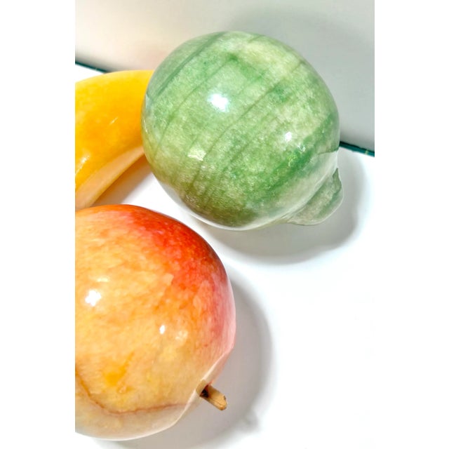 Vintage Hand-Carved Stone Fruit Set – Banana, Peach & Pear Decorative Sculptures For Sale - Image 4 of 7