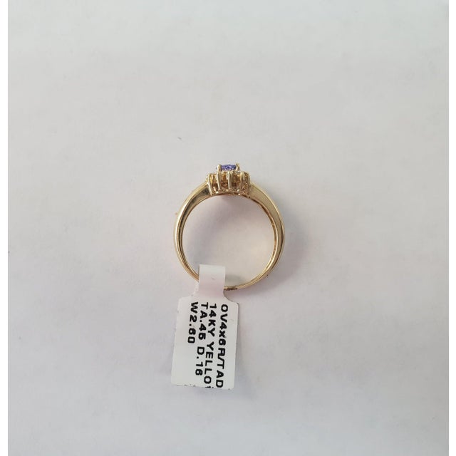 Tanzanite Diamond Halo Ring .61cttw 14k Yellow Gold, Size 4 For Sale - Image 4 of 4