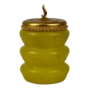 Vintage Italian Vetri Soffiati Yellow Art Glass Canister With Gilded Metal Lid by CX Design