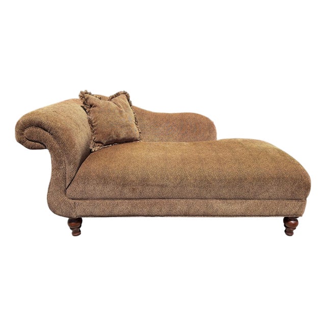 Late 20th Century Leopard Print Upholstered Chaise Lounge With Pillow For Sale