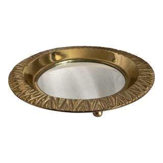 Elevated Brass and Mirror Tray For Sale