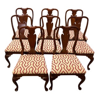 Vintage Heritage Queen Anne Style Mahogany Dining Chairs - Set of 8 For Sale