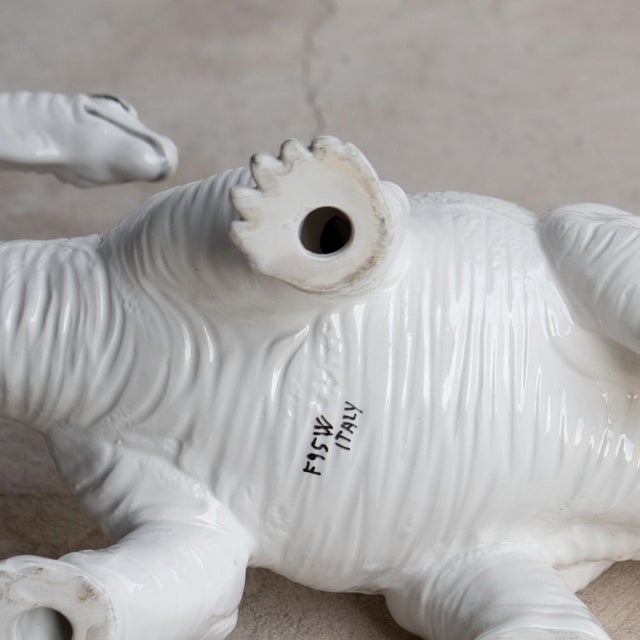 Vintage Italian Bassano Ceramic Dinosaur Sculpture - White Pottery Brontosaurus Figure, 1970s For Sale - Image 17 of 18