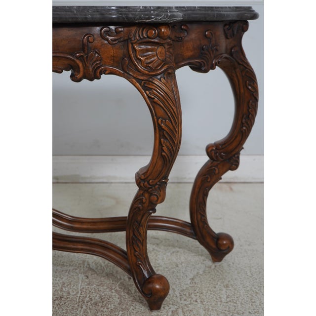 1990s Marble Top Italian Style Console Foyer Table For Sale - Image 5 of 12