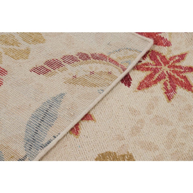 Beige Contemporary Japanese Botanical & Seigaiha Wave Wool Rug by Rug & Kilim, India For Sale - Image 8 of 10