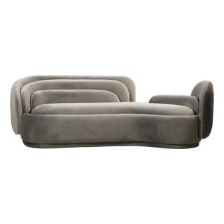 Bernard Curved Sofa inn Gray Velvet For Sale