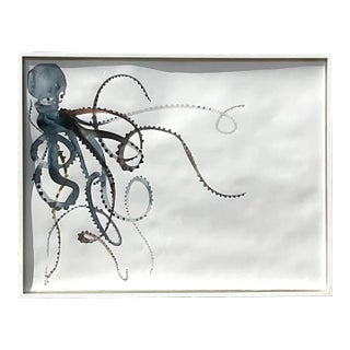 Vintage Abstract Original Pace Print on Paper of Blue Octopus For Sale