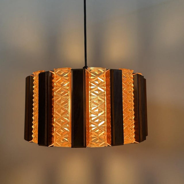 Wood Danish Pendant Lamp by Werner Schou for Coronell Elektro, 1960s For Sale - Image 7 of 18