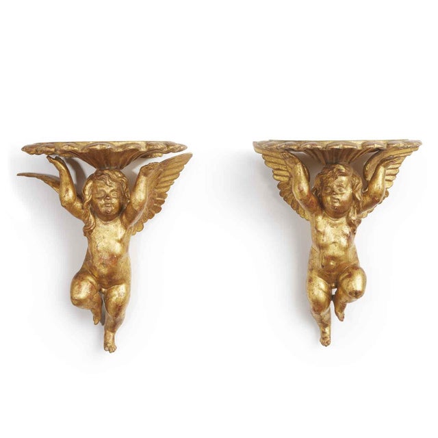 Gilded Shelves with Putti, 1800, Set of 2 For Sale - Image 4 of 4