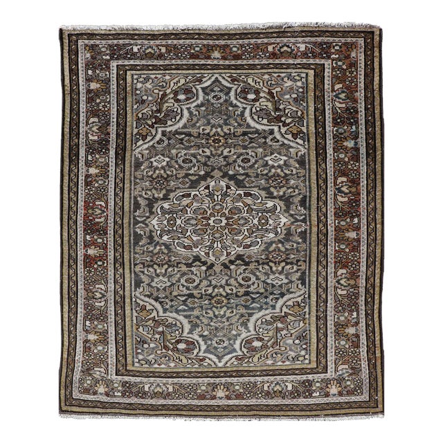 Antique Persian Malayer Rug With Intricate Botanical Design 3'6 X 4'5 For Sale