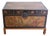 Early 20th Century Chinese Yangjiang Lacquered Leather Trunk Chest With Calligraphy For Sale